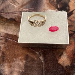 Lady Heart Ring Size 7 With Real Ruby And Sterling Silver 925