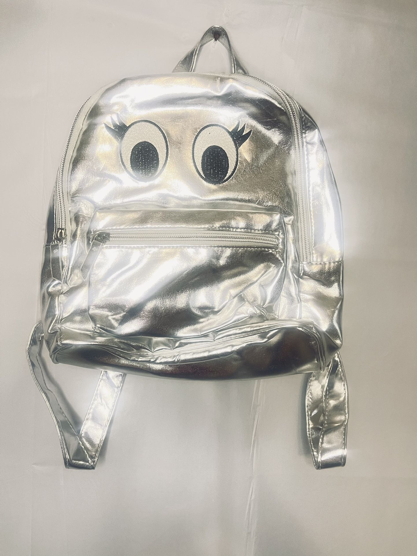 Cute Back Pack Metallic Silver 10x10x3.5