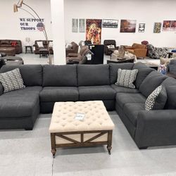Oversized Slate Sectional Sofa Couch Ambee