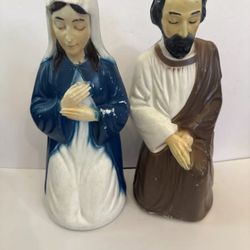 General Foam Mother Mary & Joseph Christmas Nativity Mini Blow Molds  No Lights