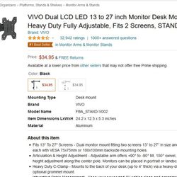 VIVI dual LCD DESK monitor Stand