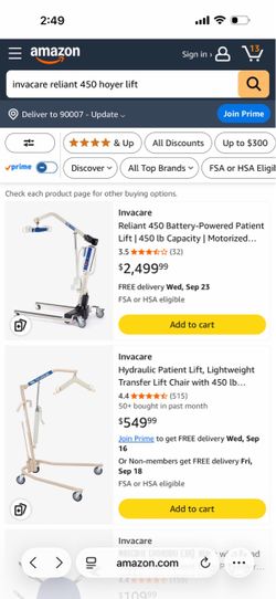 Invacare reliant 450 battery powered patient lift