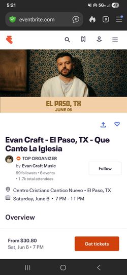 2X Evan Craft concert tickets tonight El Paso, TX