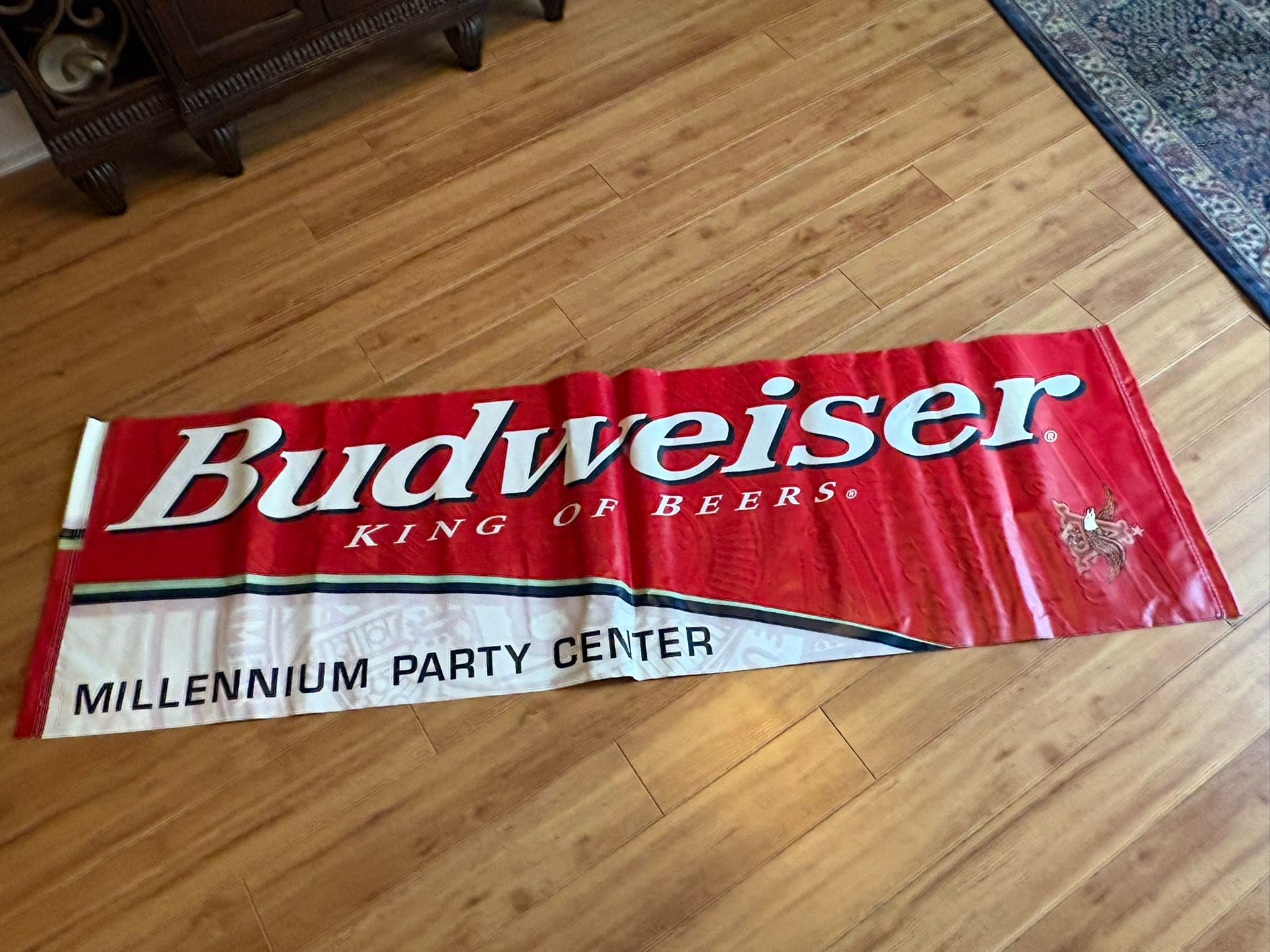 Super Bowl Patio Pool Banner Budweiser King Of Beers Millennium Party Center 70” X 21” Big Reversible