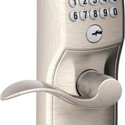 SCHLAGE Satin Nickel FE595VCAM619ACC Camelot Keypad Entry   Only comes with the keypad, back and 2 handles. No keys or other parts. Retail for $159.99