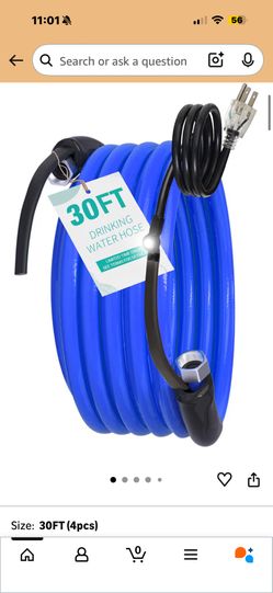 30 FT Heated Drinking Water Hose for RV Camper, NSF 372 Certified Garden Hose with Automatic Thermostat, Antifreeze Protection to -40°F, GFCI Protecti