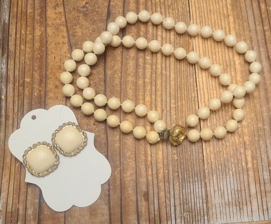 Vintage Beaded Necklace And Earrings