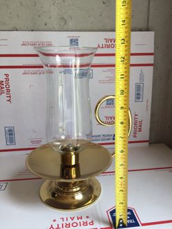 Baldwin Brass Candle Holder With Hand Blown Hurricane
