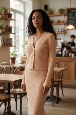 NWT L*Space Pink & Yellow Ribbed Sweater & Skirt  Set (Can Be Sold Separetly)