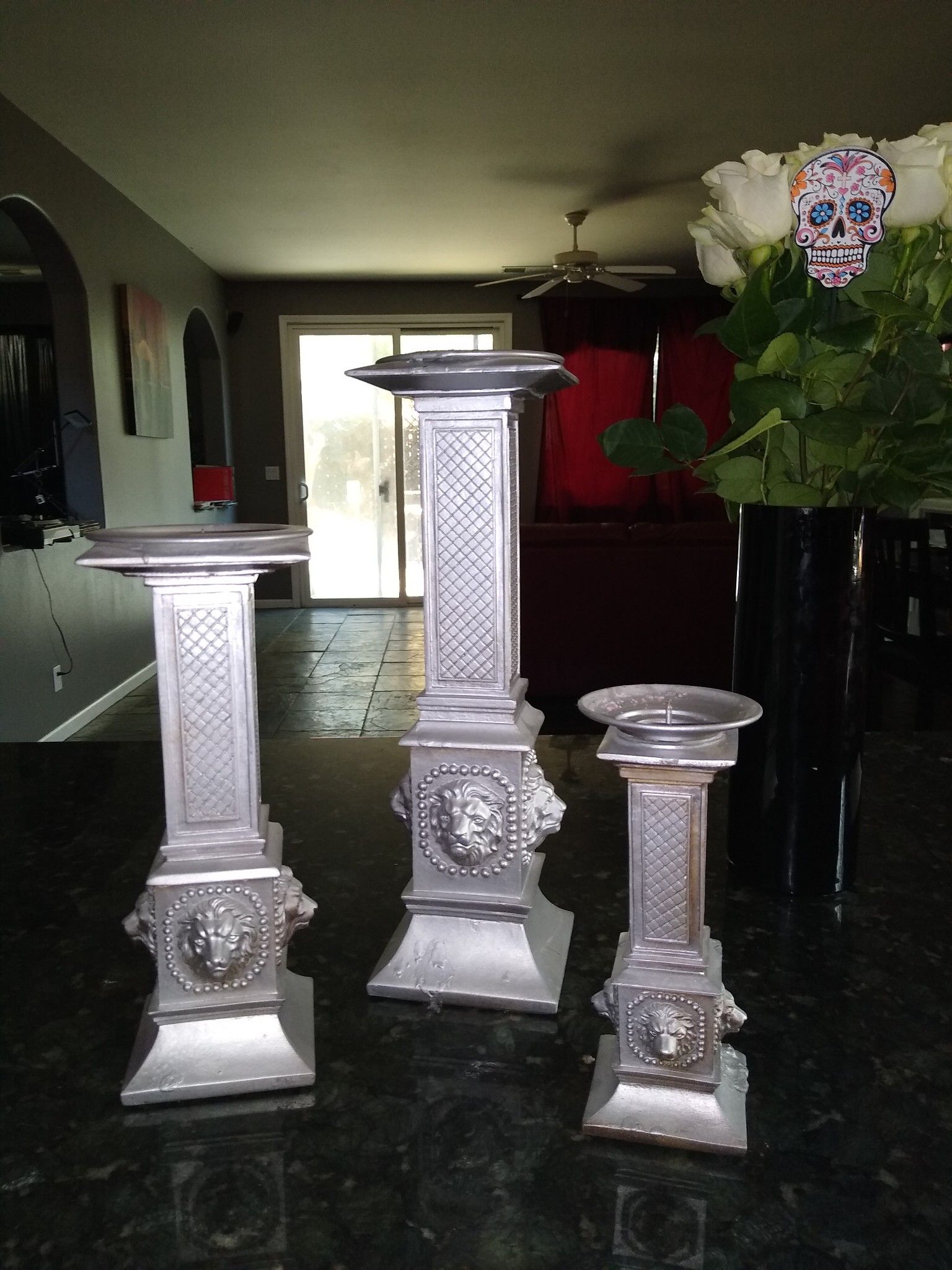 3 ceramic candlestick holders