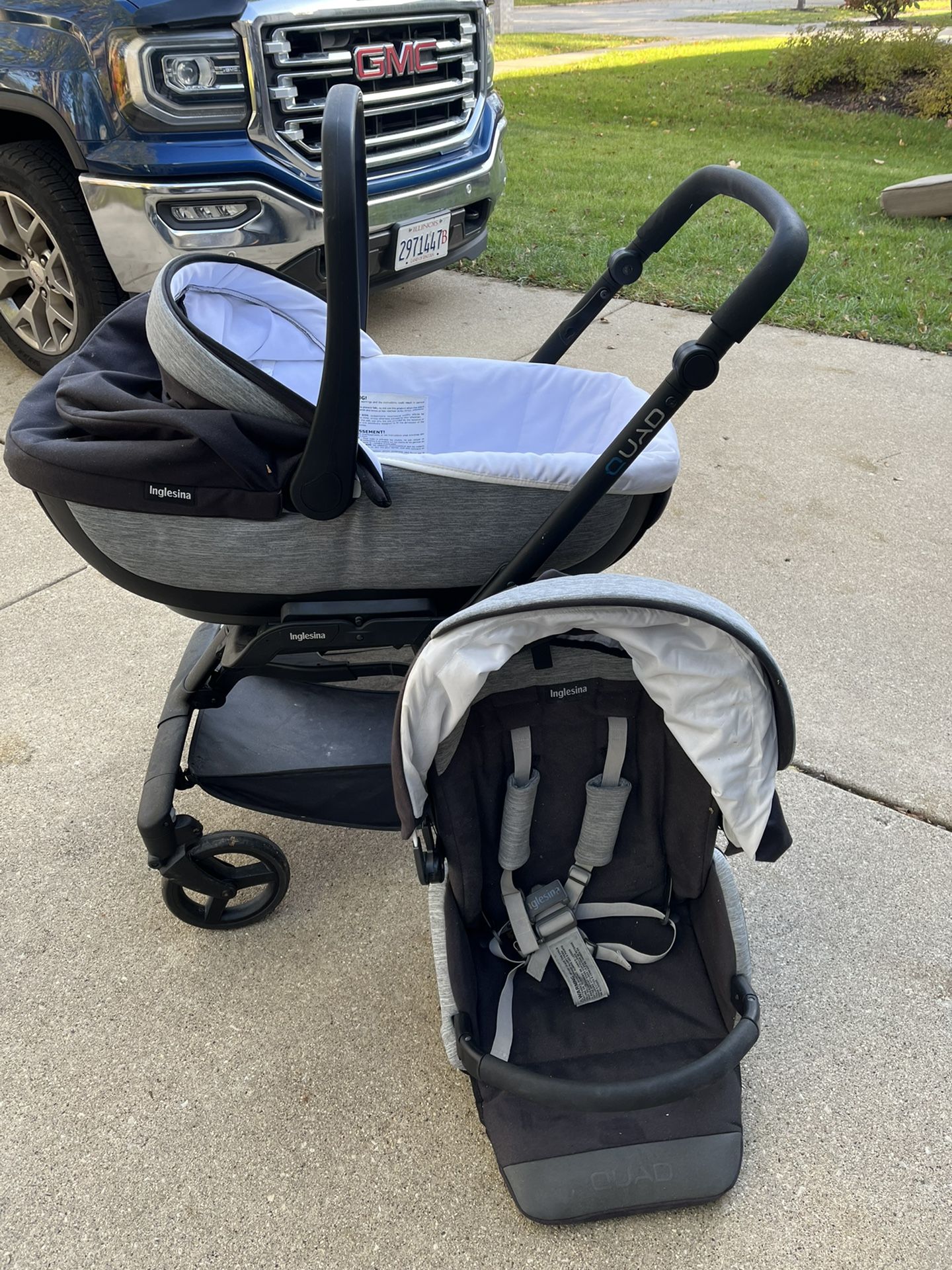 QUAD Inglesina Stroller With Bassinet And 2nd Stage Seat