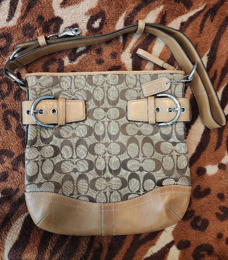 Beige Coach Signature Purse