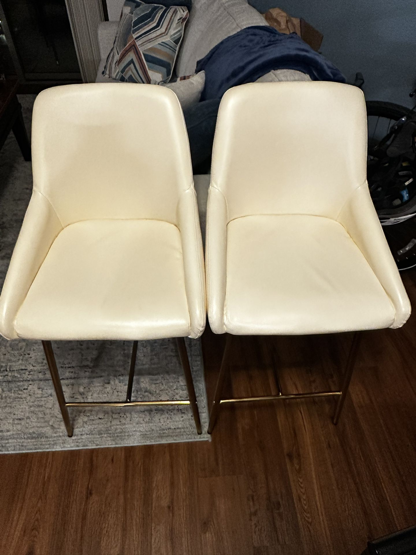Pair Of Ivory Bar Stool/chairs