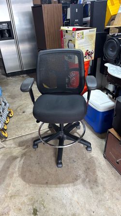 EuroTech Apollo Mesh Fabric Back Fabric Drafting Chair, Black