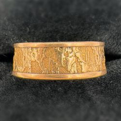 Jewelry 18k Rose Gold Organic Texture Band Ring 7mm Size 8.75