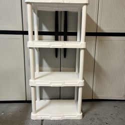 White Plastic Garage Storage four tier Shelf organizer Unit 