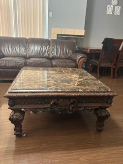 Cushion Sofa And Marble Table