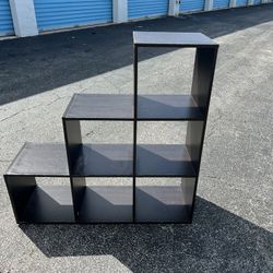 Black Cube Modular Step Book Shelf Storage Cubby Shelving! Some cosmetic wear. Sturdy! 36x12x36in 
