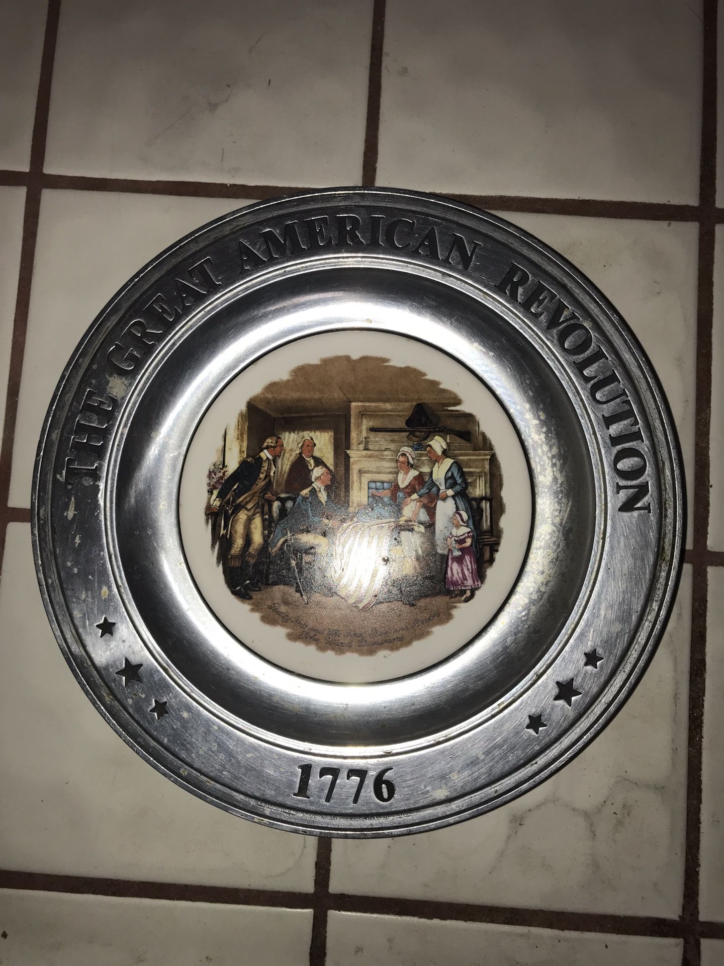 Vintage 1975 Pewter Commemorative Plate - The Great American Revolution 1776”