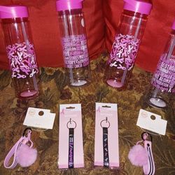 New Cancer AWARENESS  Keychains For $5 Each And Water Bottlrs For $8 Each