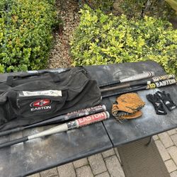 Easton Softball Lot Bag, 5 Bats Demarini, Easton Impact, Easton Hammer, Glove 