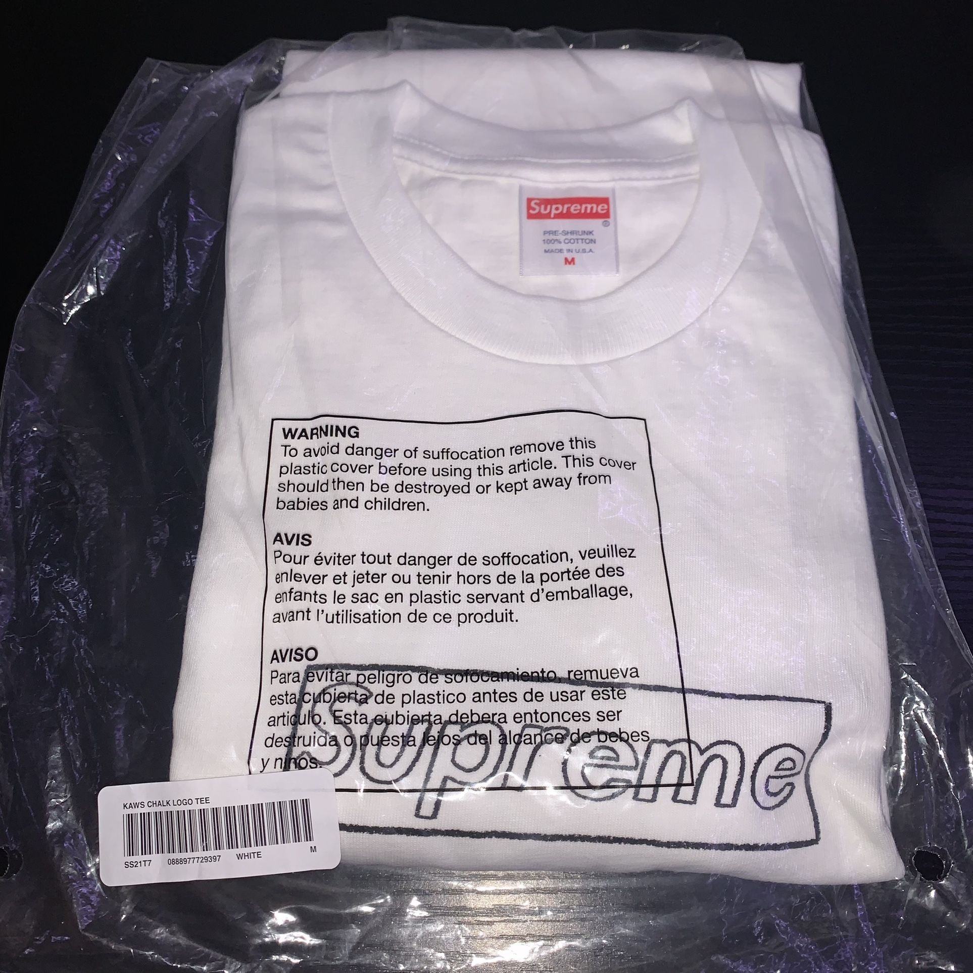 Supreme x Kaws White Chalk Box Logo Size Medium