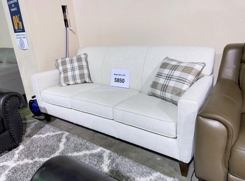 Ivory Fabric Sofa 