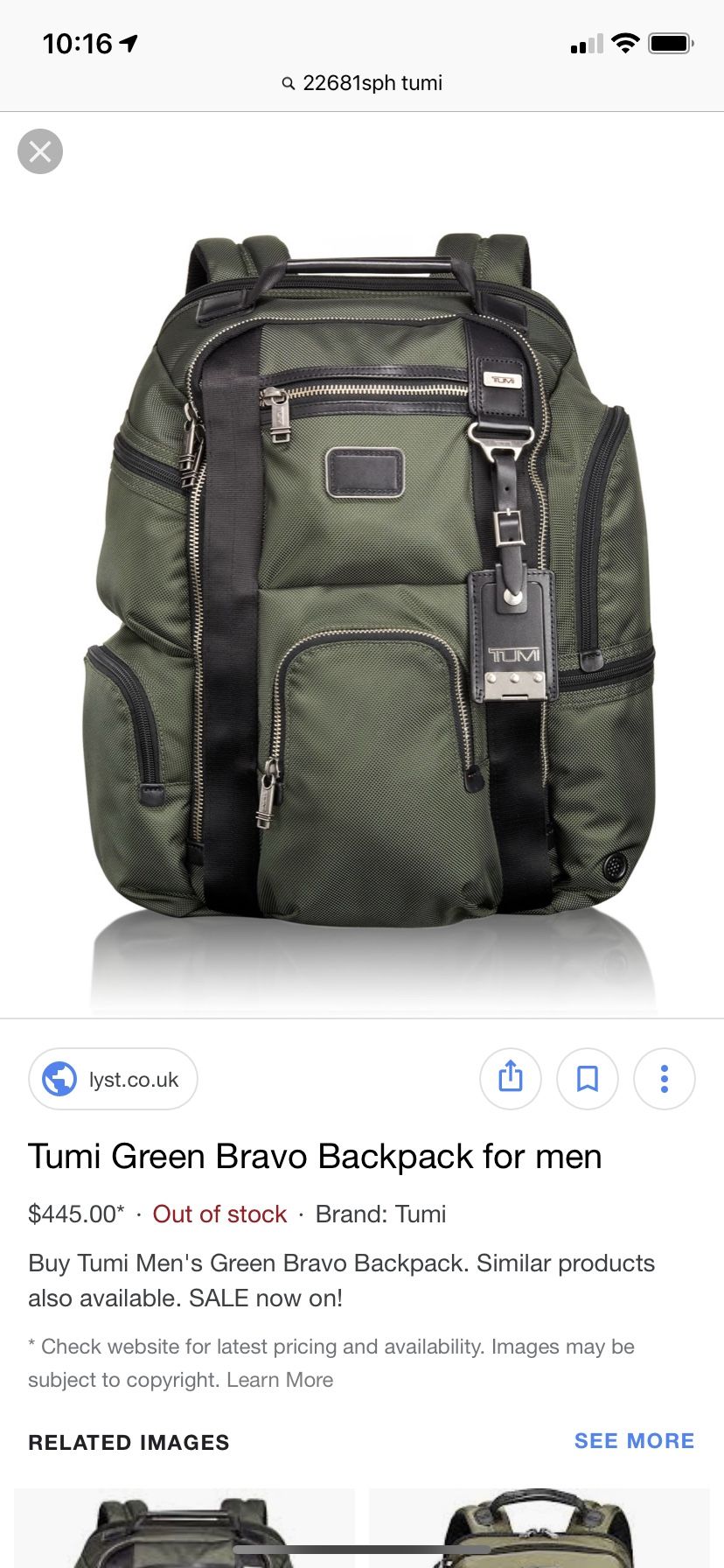 Tumi alpha bravo knox backpack