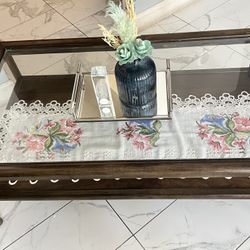 Glass Brown Coffee Table 