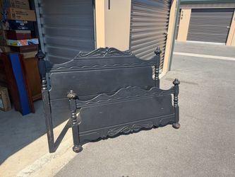 Black Wood Ornate Bed Frame Headboard Footboard