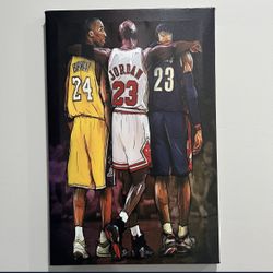 Lebron James, Kobe Bryant, Michael Jordan 12x18 Canvas