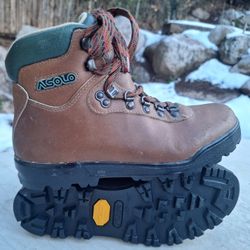 Awesome Womens Asolo Brown/Green Leather Hiking Boots Women's US 7