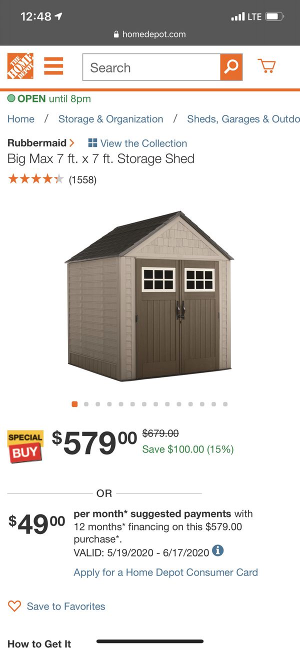 rubbermaid big max 7x7 storage shed ***new*** for sale in