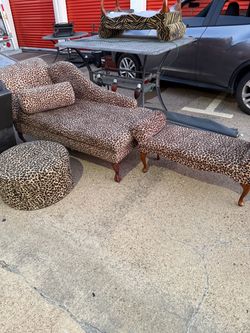 Leopard Print Chaise Lounge Chair Set