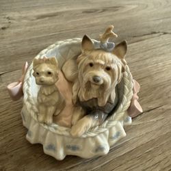 Lladro Terrier Dogs In Basket