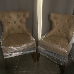 Pair Of Winged Dining Chairs 