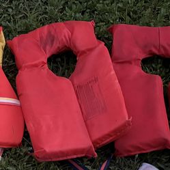 Lot of 3 Life Jackets / Vests – Adult & Kids