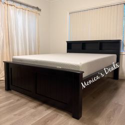 Queen Solid Wood Bed With Memory Foam Mattress $580