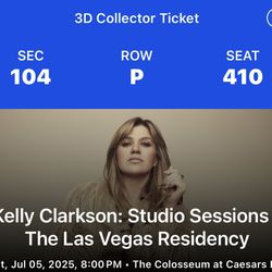Kelly Clarkson 3D Collector Ticket (x2)