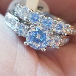 Gorgeous Round cut Women's wedding Engagement Ring Set Size 8
