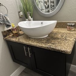 Bathroom Floating Vanity Mocha W/Granite