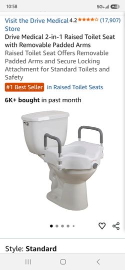 Drive Medical 2-in-1 Raised Toilet Seat with Removable Padded Arms