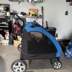 Pet Stroller for Large Dog Medium Dogs Four-Wheel Foldable Storage Detachable and Washable Cushion Double Storage Bag Sick Disabled Old Dog Stroller