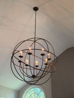Gorgeous Large Spherical Iron Chandelier Purchased in Lambertville 48 diameter x chain approx 36” Very large Smoke free household.