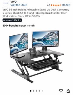 VIVO 36 inch Height Adjustable Stand Up Desk Converter, V Series, Quick Sit to Stand Tabletop Dual Monitor Riser Workstation, Black, DESK-V000V