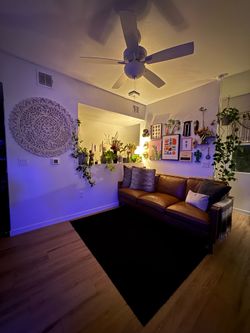 Leather Couches w/ Wooden Base