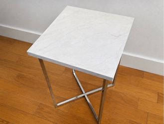 Modern Faux Marble End Table / Side Table – Chrome Base