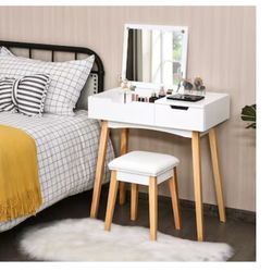 Makeup Table And Stool Set