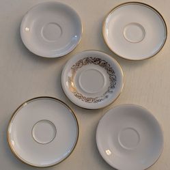Five Vintage Bone China & Porcelain China Saucers 4.5" Diameter
