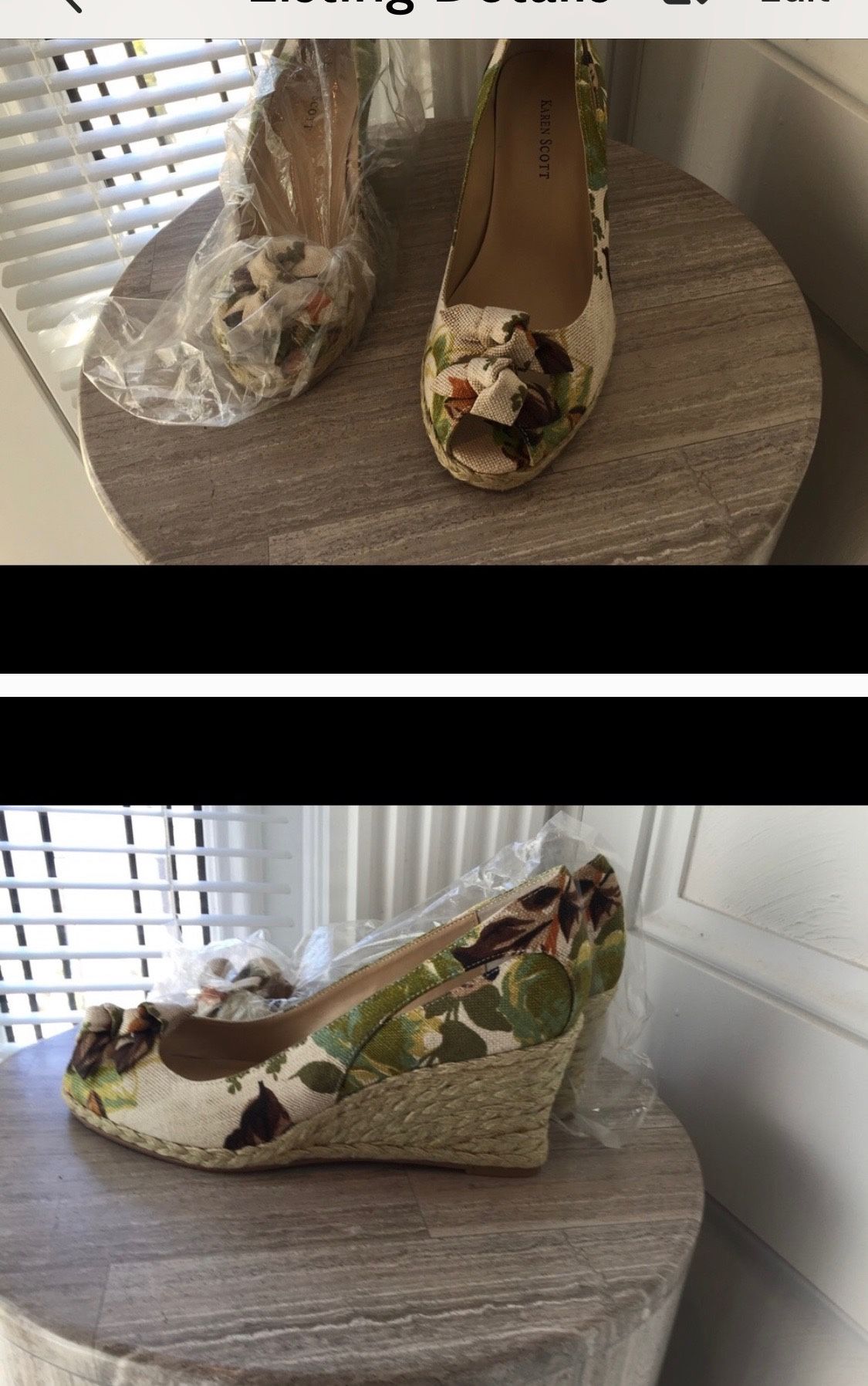 Espadrilles peep toe sandals.